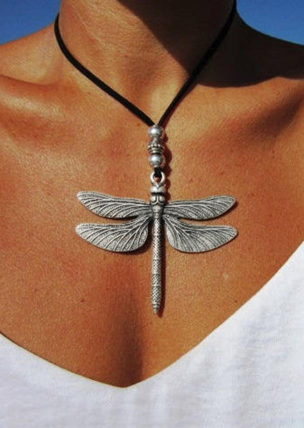 

Vintage Dragonfly Alloy Pendant Necklace, Silver, SCM001749