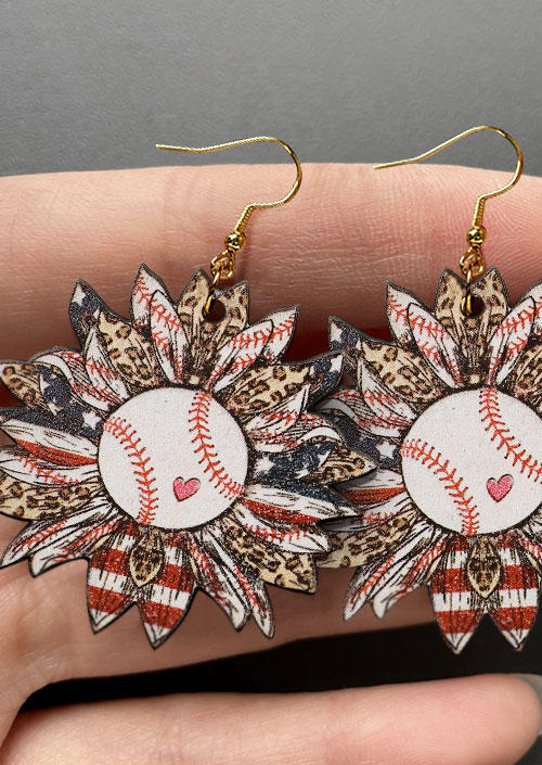 

Baseball Sunflower Leopard American Flag Earrings, Multicolor, SCM001813