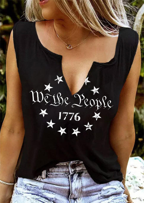 

We The People 1776 Star Notched Neck Tank - Black, SCM001845