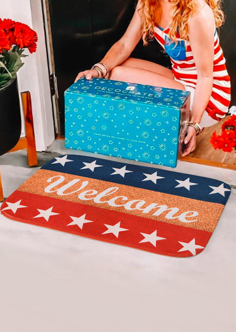 

Welcome Color Block Star Non-Slip Carpet, Multicolor, SCM001866