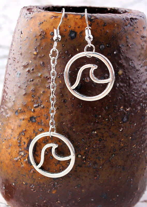 

Wave Hollow Out Alloy Earrings, Silver, SCM001871