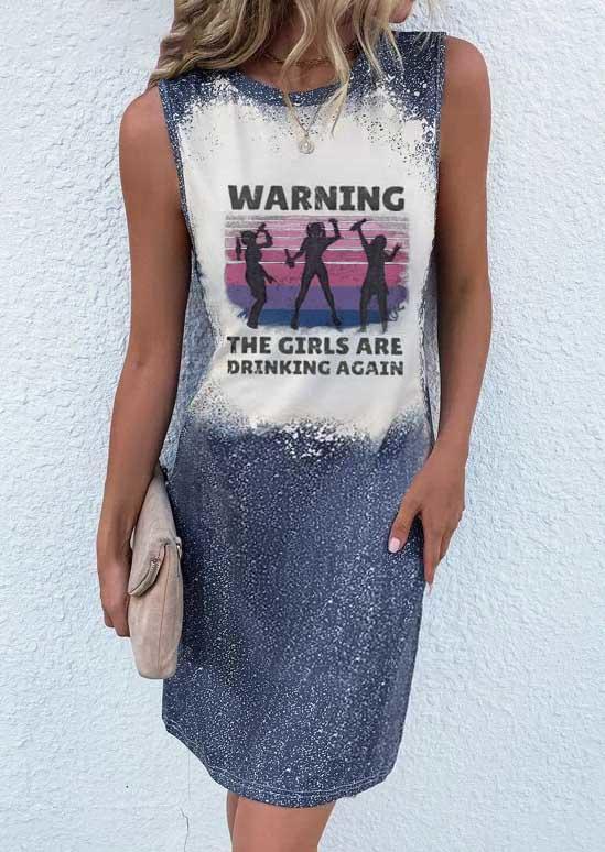 

Warning The Girls Are Drinking Again Mini Dress - Blue, SCM002030
