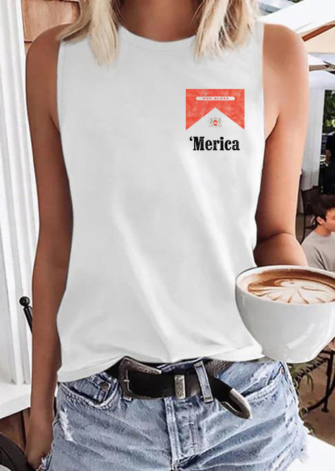 

'Merica O-Neck Casual Tank - White, 535903