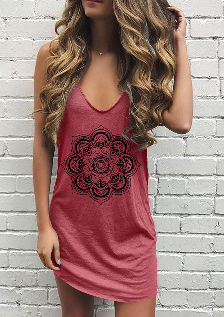 

Floral Sleeveless Mini Dress - Cameo Brown, 535961
