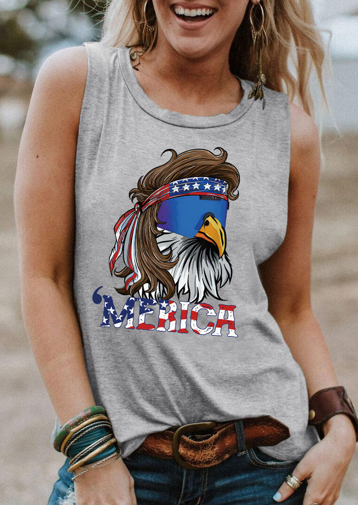 

American Flag 'Merica Eagle Casual Tank - Gray, 536209