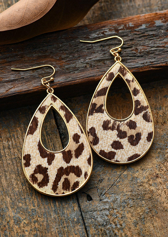 

Leopard Hollow Out Water Drop Earrings, Multicolor, SCM001689