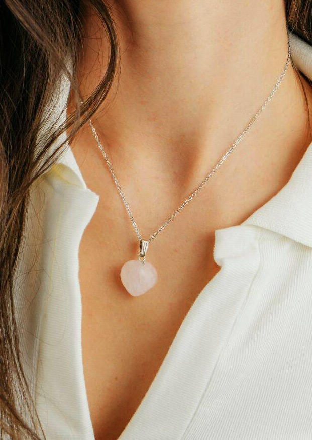 

Love Heart Gemstone Pendant Necklace, Silver, SCM001704