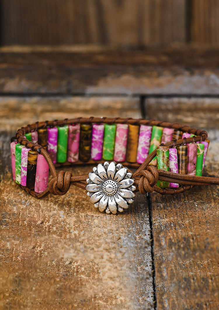 

Bohemian Sunflower Colorful Stone Bracelet, Multicolor, SCM001751