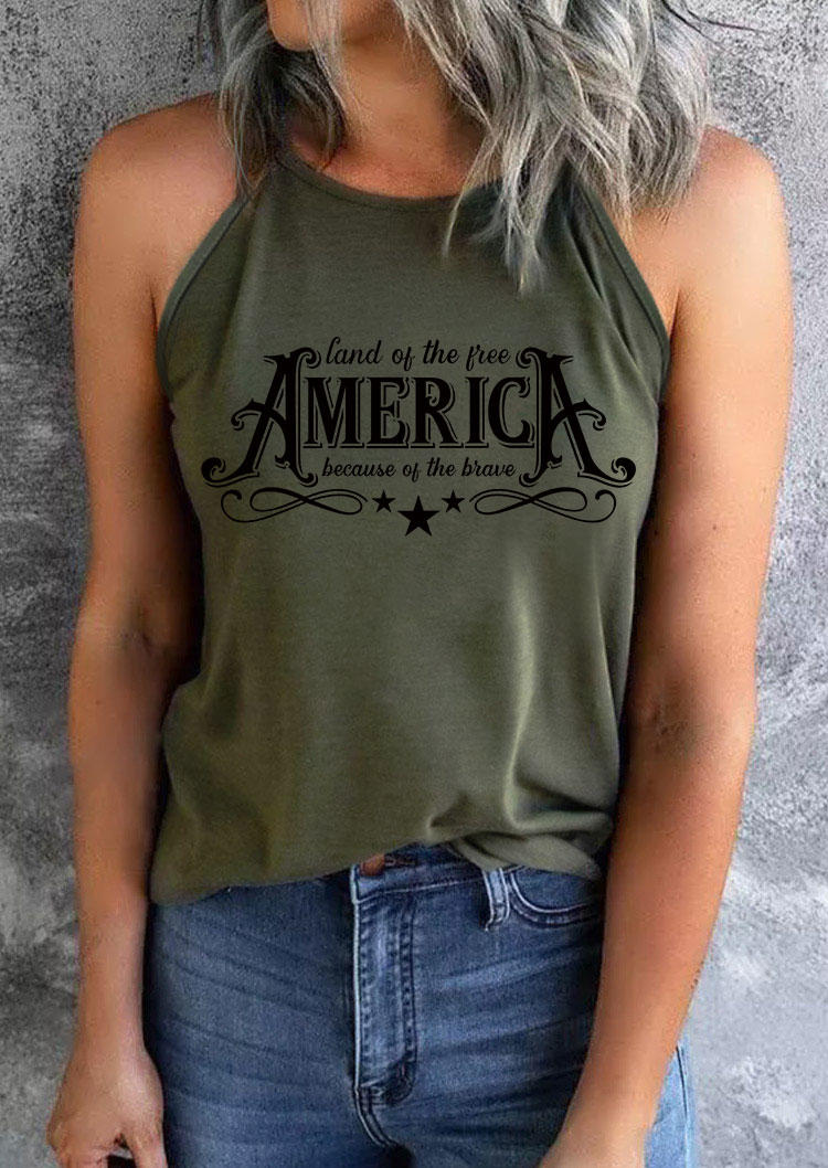 

America The Land Of The Free Because Of The Brave Camisole - Army Green, 536265