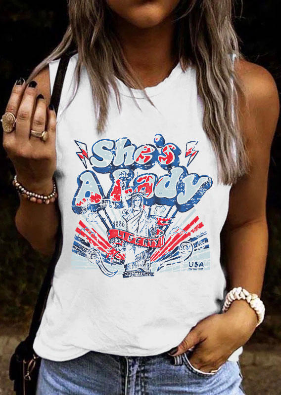 

She's A Lady O-Neck Tank - White, 536327