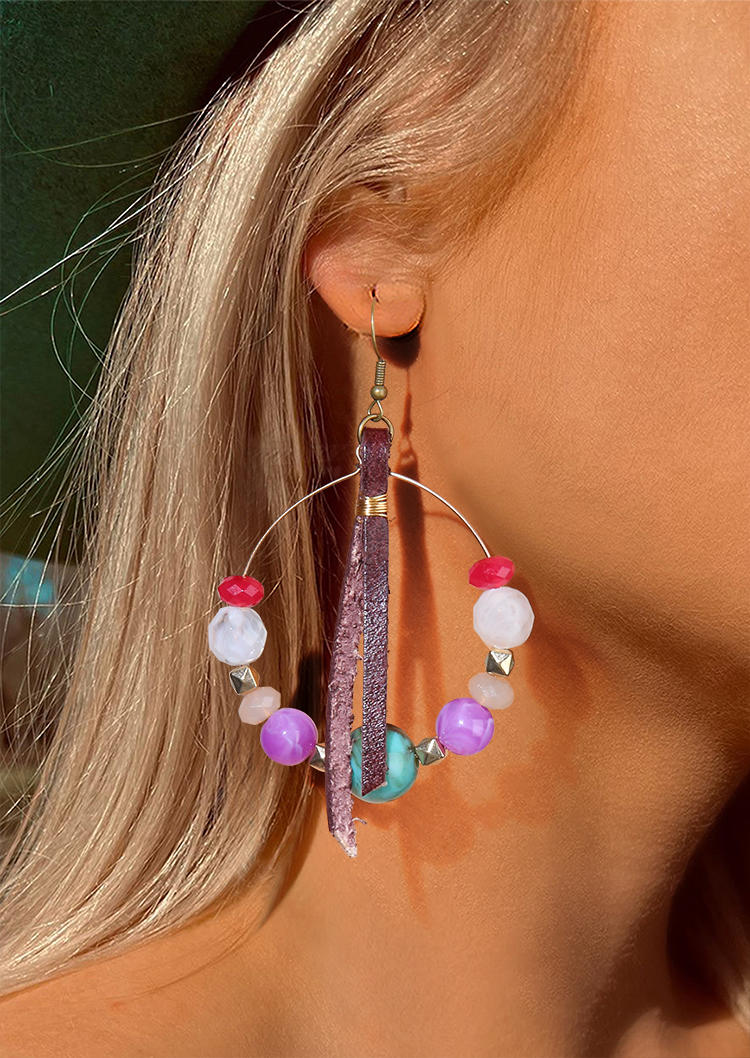

Colorful Beading Hook Alloy Earrings, Multicolor, 536417