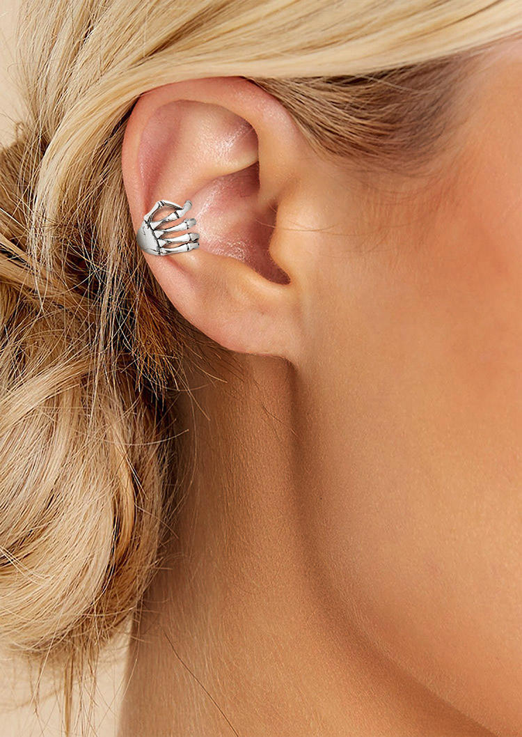 

Skeleton Hand One Piece Earring, Silver, SCM001828