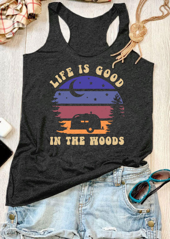 

Life Is Good In The Woods Racerback Tank - Dark Grey, Gray, 536332