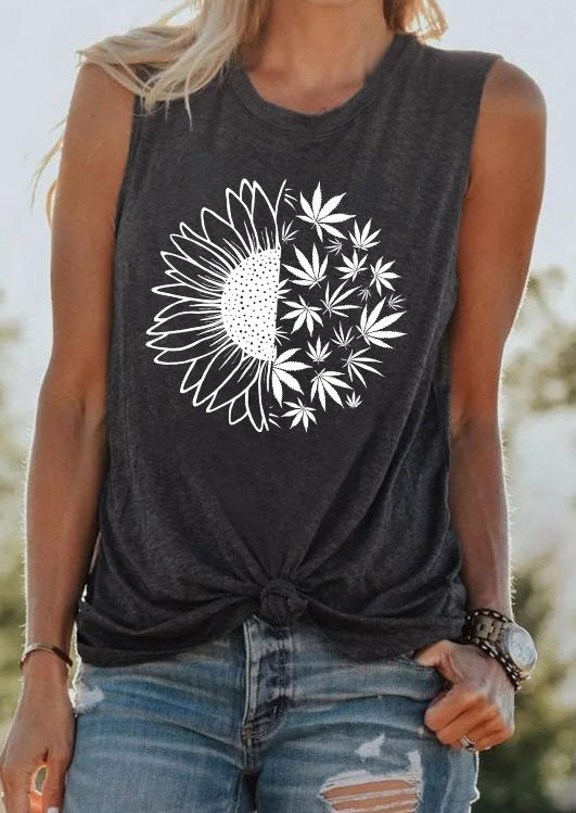 

Sunflower O-Neck Casual Tank - Dark Grey, 536401