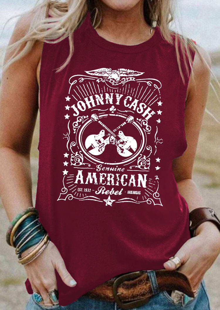 

Johnny Cash Graphic Casual Tank - Burgundy, 536434