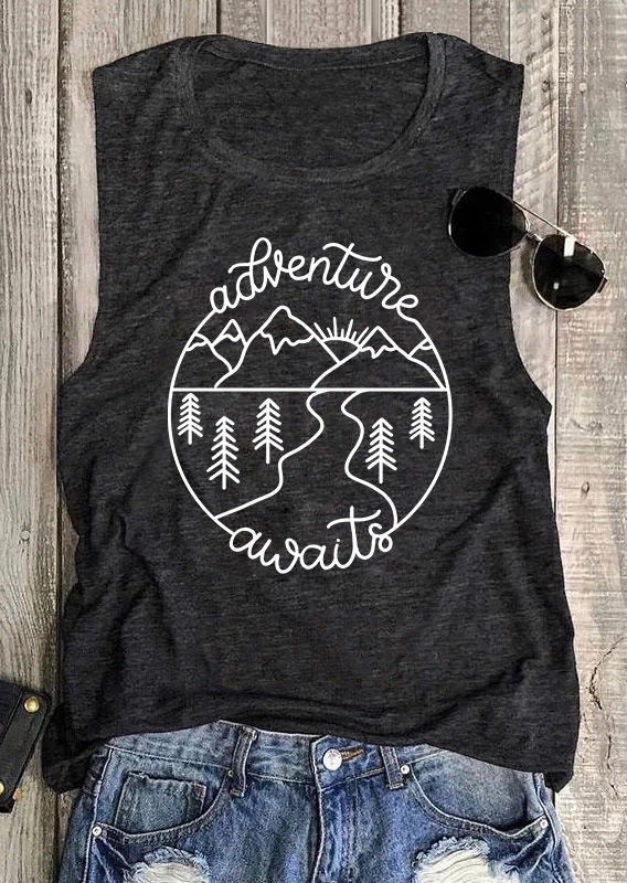 

Adventure Awaits Casual Tank - Dark Grey, Gray, 536448