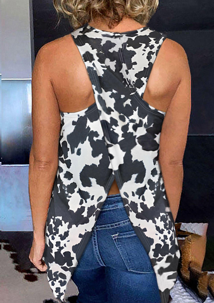 

Cow Criss-Cross O-Neck Tank - Dark Grey, Gray, SCM001610
