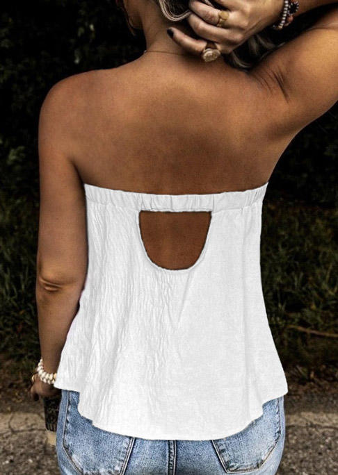 

Hollow Out Strapless Bandeau Tank - White, SCM001873