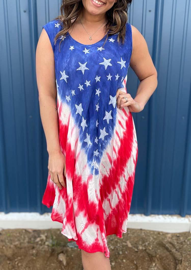 American Flag O-Neck Sleeveless Mini Dress