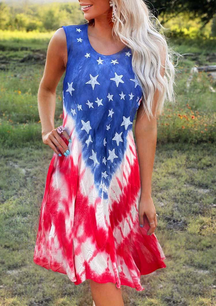American Flag O-Neck Sleeveless Mini Dress