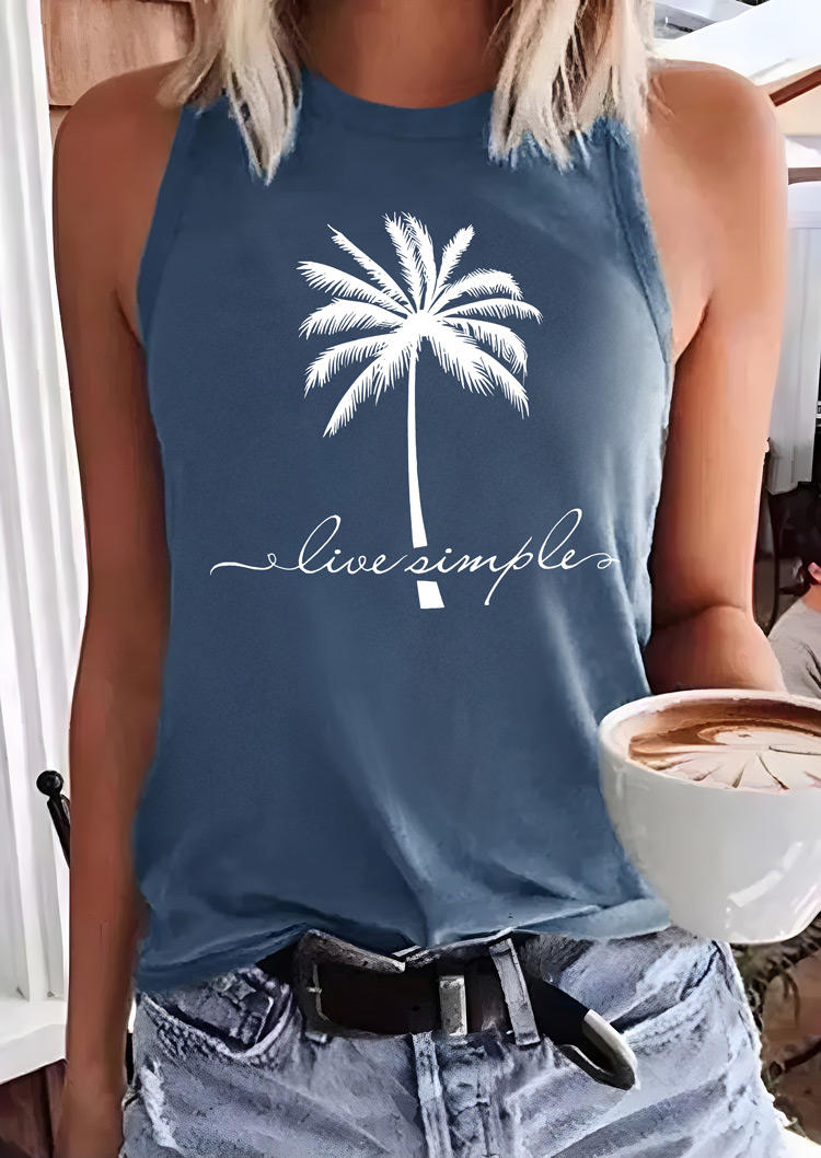

Live Simple Coconut Tree Tank - Blue, SCM002117