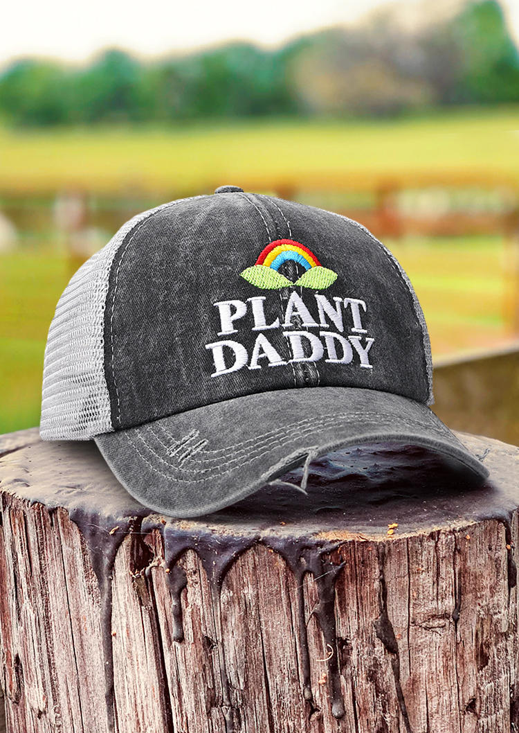 

Plant Daddy Leaf Rainbow Embroidery Frayed Baseball Cap, Multicolor, SCM002178