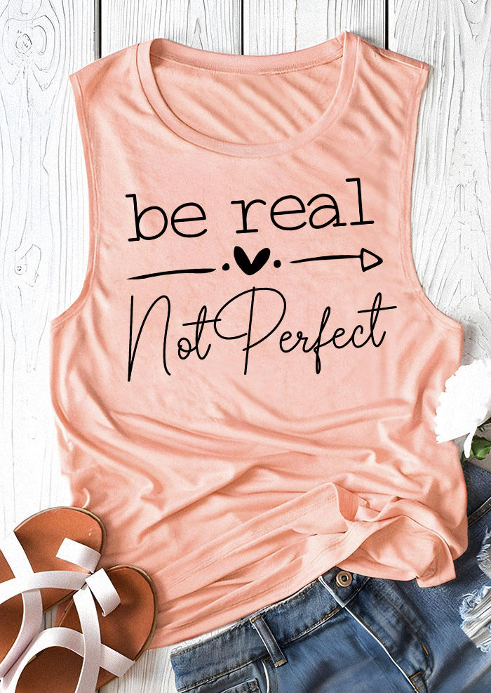 

Be Real Not Perfect Heart Arrow Tank - Pink, 536407