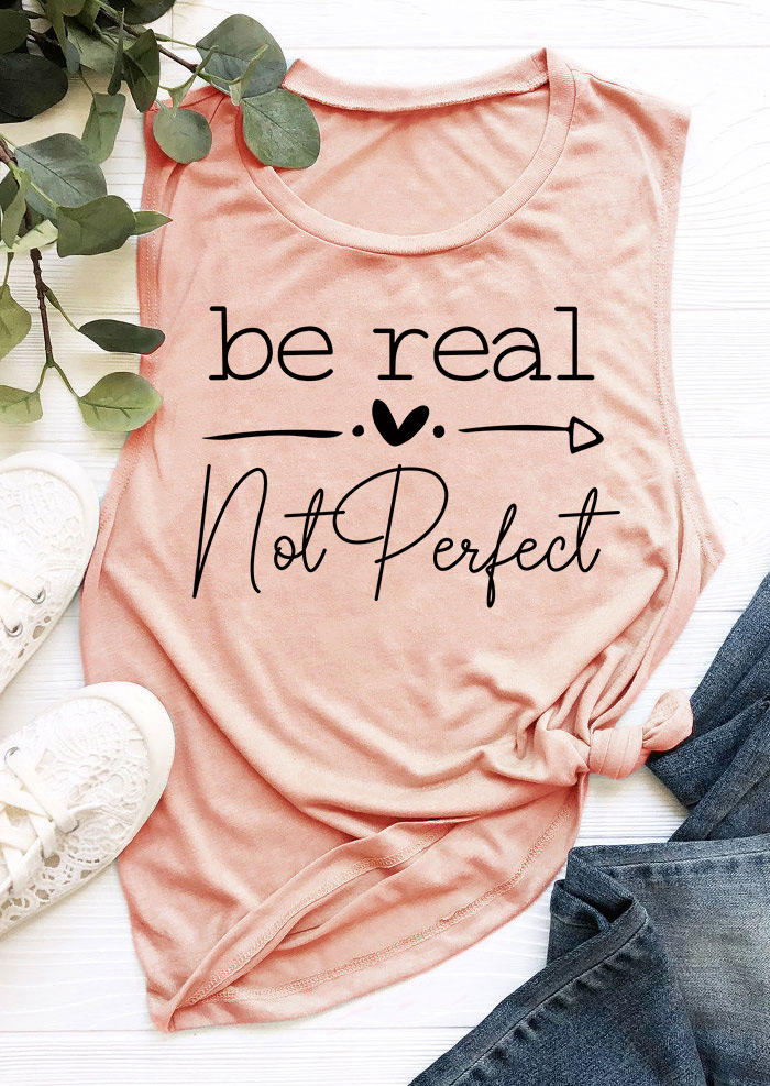 Be Real Not Perfect Heart Arrow Tank - Pink