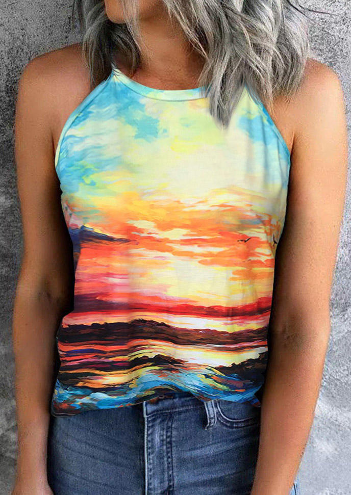 

Tie Dye O-Neck Camisole, Multicolor, SCM001955