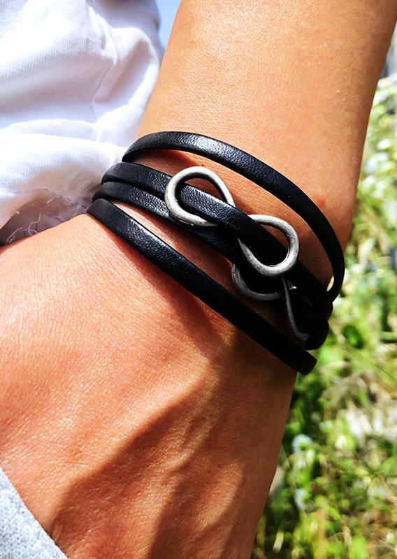 

Double Infinite PU Leather Multi-Layered Bracelet, Silver, SCM002128