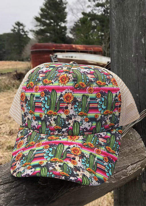 

Sunflower Cactus Turquoise Criss-Cross Baseball Cap, Multicolor, SCM002186