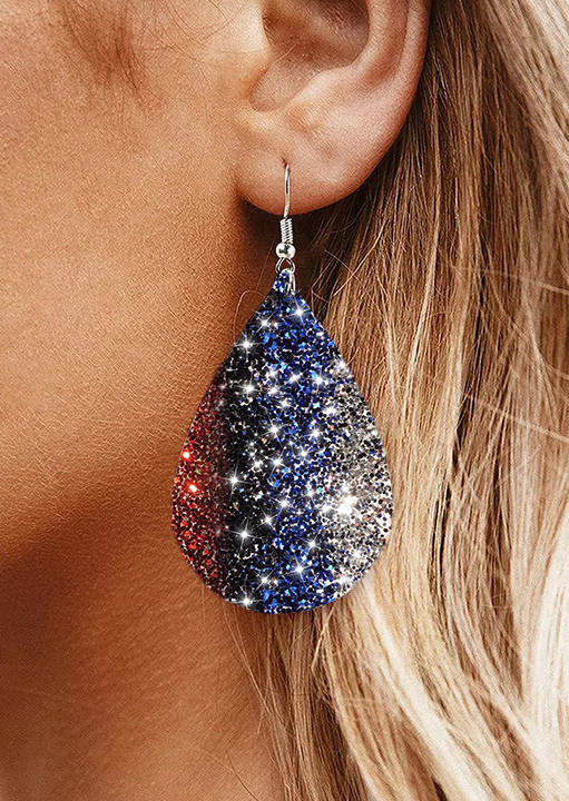 

Glitter American Flag Water Drop Earrings, Multicolor, SCM002389