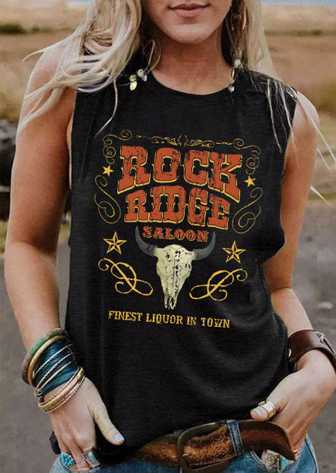 

Rock Ridge Saloon Steer Skull Tank - Black, 534411