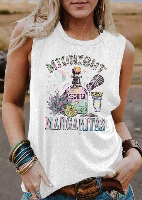 

Midnight Margaritas O-Neck Casual Tank - White, 536441