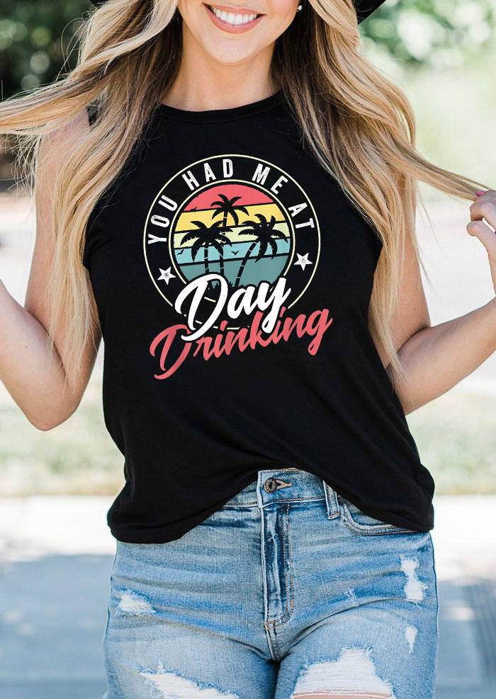 You Had Me At Day Drinking Racerback Tank - Black