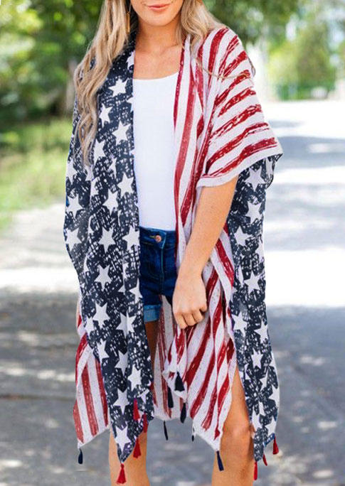 American Flag Open Front Cardigan