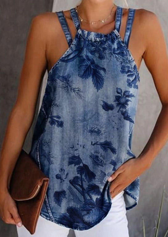 

Floral Hollow Out Casual Tank, Multicolor, SCM001862