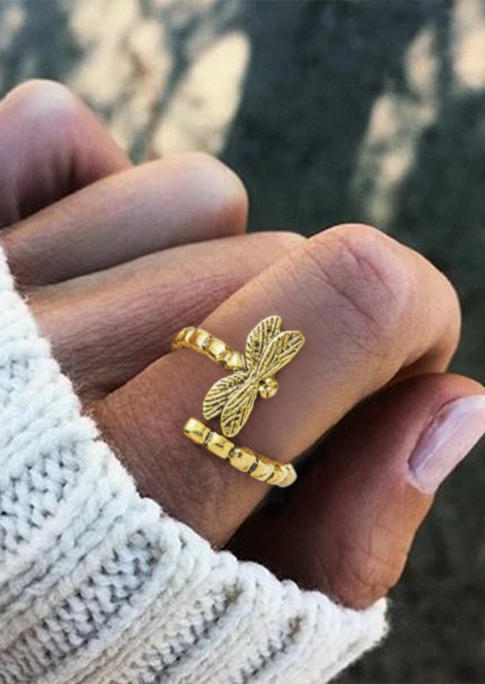 

Dragonfly Open Alloy Ring, Gold, SCM002182