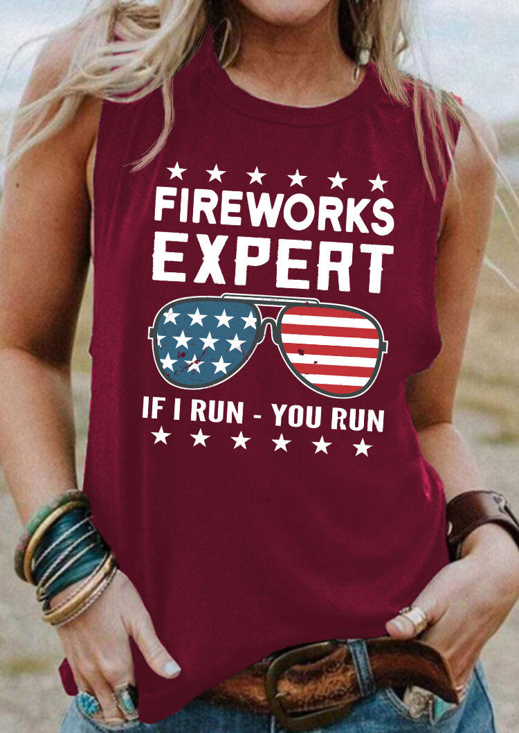 

Fireworks Expert If I Run You Run American Flag Tank - Burgundy, 536583