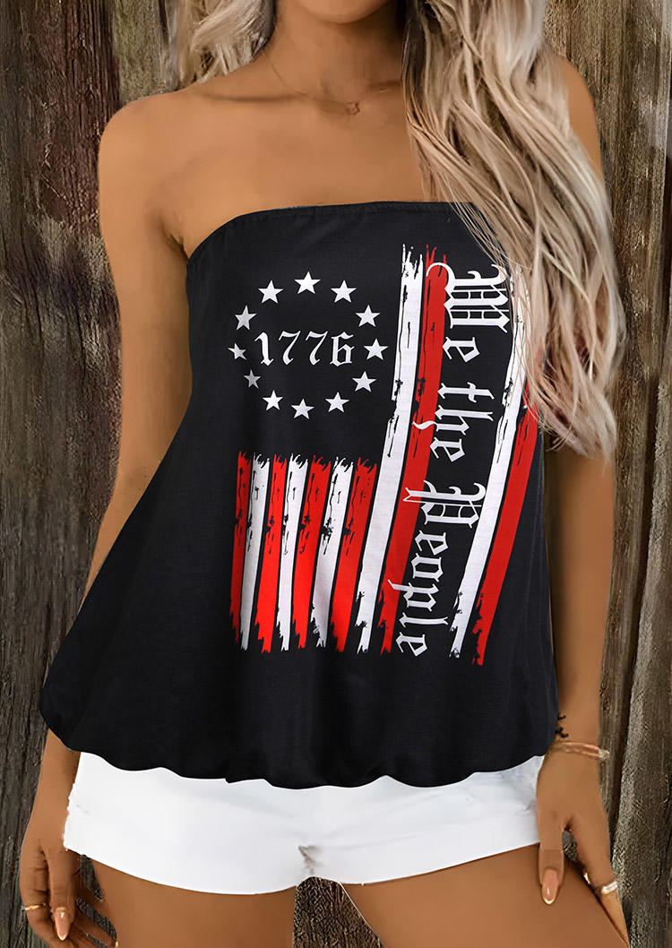 

We The People 1776 Strapless Bandeau Tank - Black, SCM001838