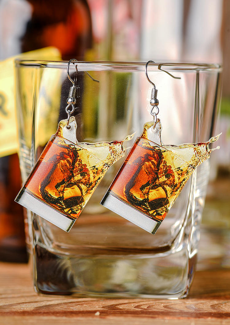 

Whisky Beer Acrylic Hook Earrings, Pattern1;pattern2, SCM001940