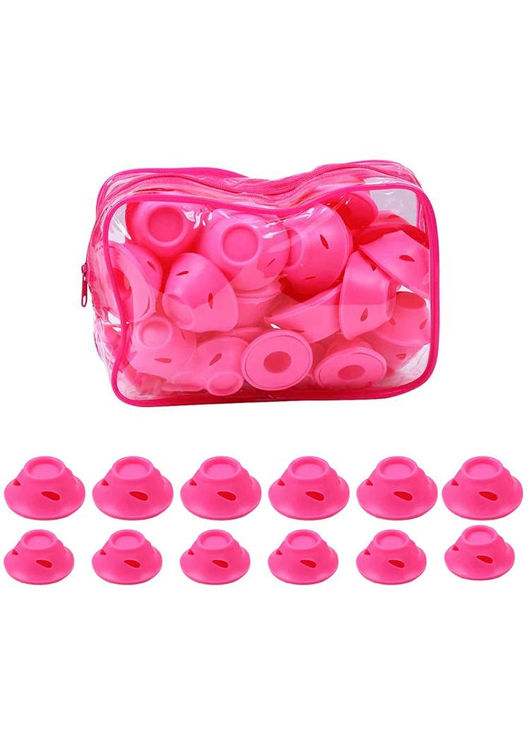 

40Pcs/set Heatless Silicone Magic Curling Hair Roller, Pink, SCM002378