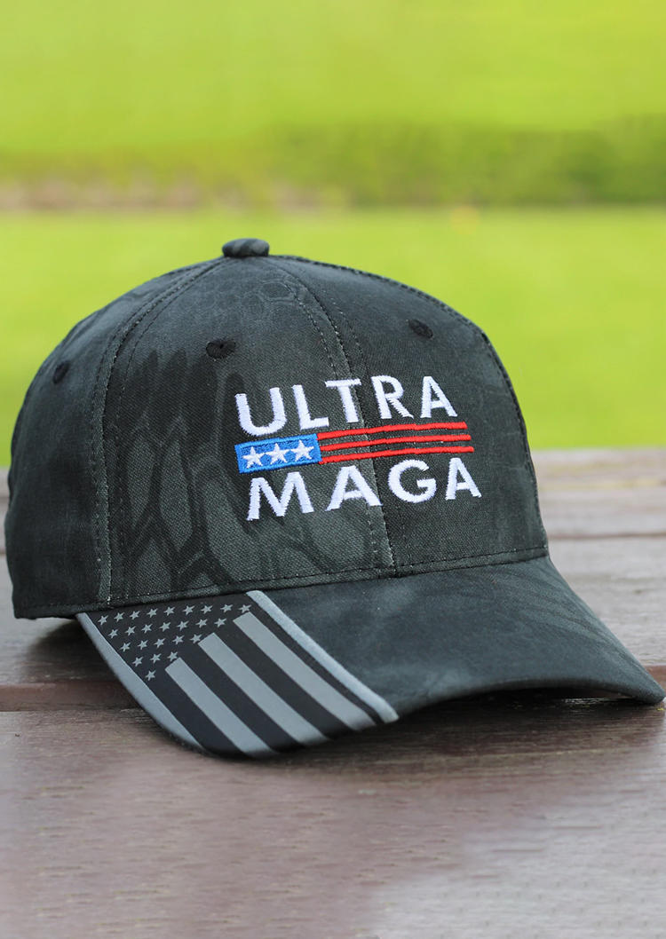 

Ultra MAGA American Flag Baseball Cap, Black, SCM002514