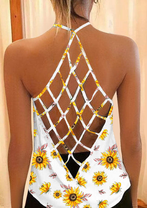 

Sunflower Criss-Cross Hollow Out Camisole, Multicolor, 535094