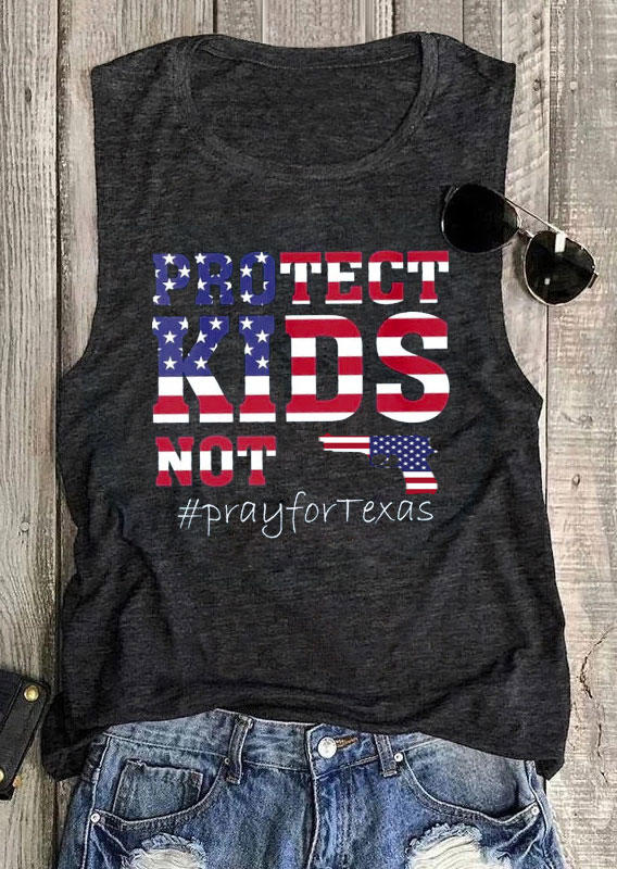 

Protect Kids Pray For Texas American Flag Tank - Dark Grey, 536844