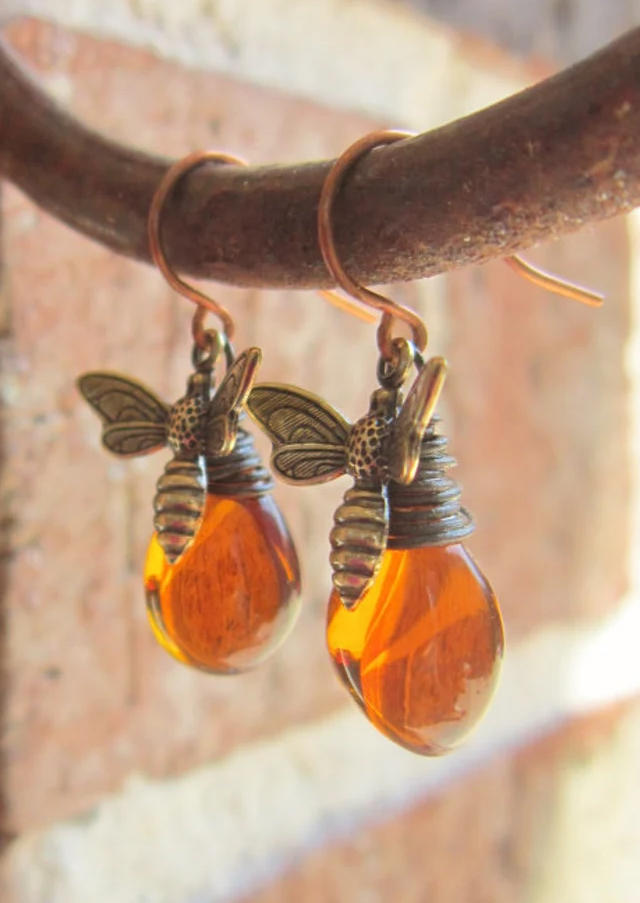 Vintage Bee Alloy Hook Earrings