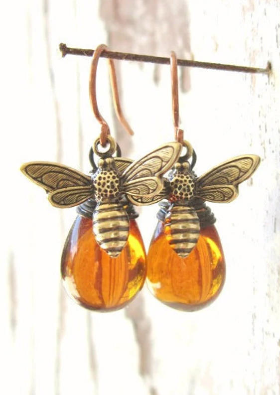 

Vintage Bee Alloy Hook Earrings, Multicolor, SCM002230