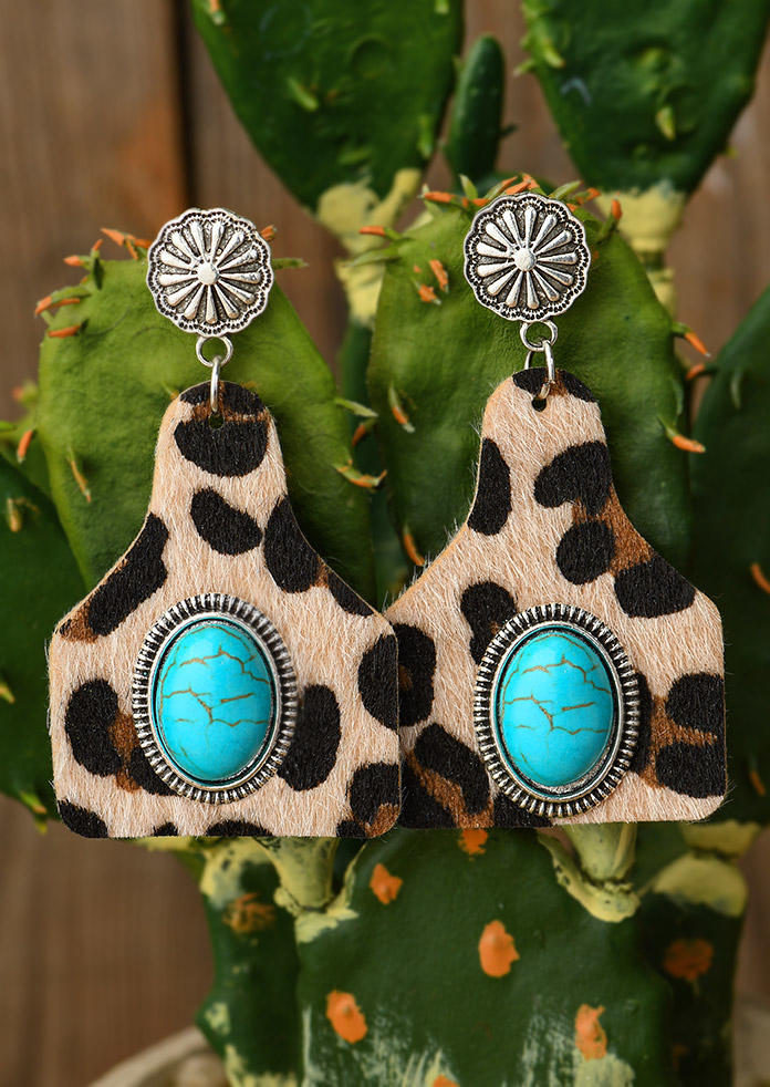 

Leopard Turquoise Floral Earrings, SCM002074