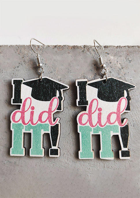 

I Did It Graduation Wooden Earrings, Multicolor, SCM002137