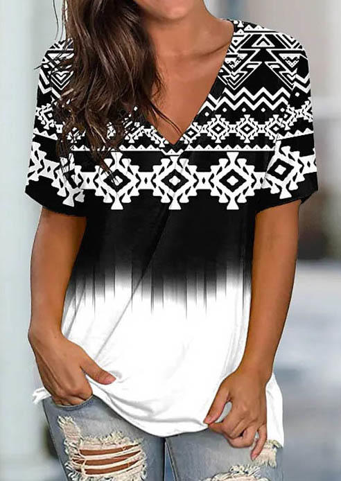 

Aztec Geometric Gradient Zigzag Blouse, Multicolor, SCM002172